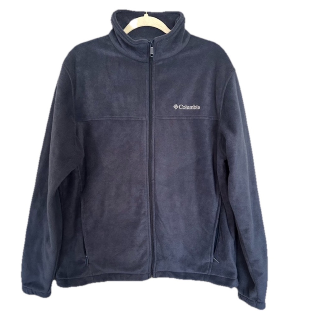 Columbia Blue Fleece Zip Up Jacket Zipper Pockets Mens Large